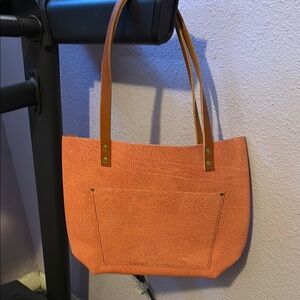 Pink Leather Tote Bag